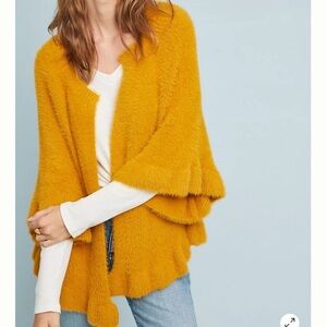 Anthropologie marigold ruffled Open closure kimono
